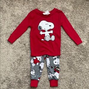 Snoopy Red and Gray Pajama Set